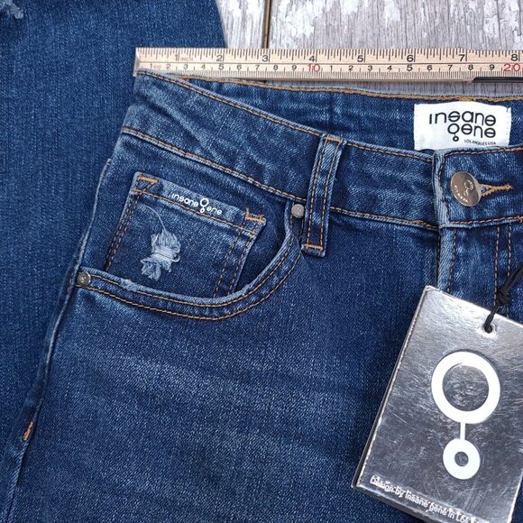 Insane Gene Jeans Womens 5 26 Boyfriend High Waisted Distressed Denim Biker - Picture 6 of 12